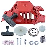 Chainsaw Recoil Start Starter Pulley Rope Kit for Husqvarna 137 137E 142 142E with Recoil Spring, Starter Pulley Hub, Handle, Top Spring, Rope, Washer, Air Filter Mount Screw, Pulley Mount Screw