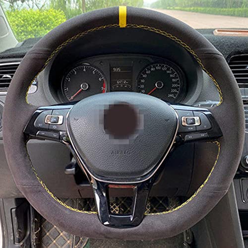 OZEQO Leather Suede Car Steering Wheel Braid Cover,Fit for VW Golf 7 Mk7 New Polo Jetta Passat B8 Tiguan Sharan