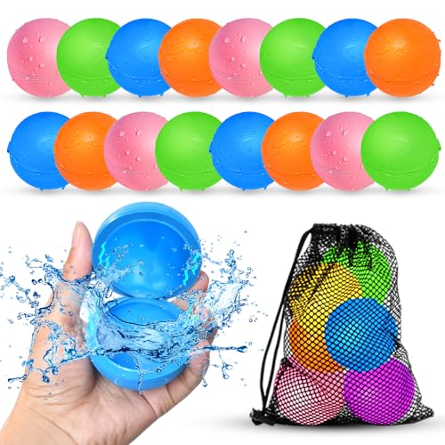 16Pcs Reusable Water Balloons for Kids, Pool Beach Water Toys for Boys and Girls, Summer Toy for Outdoor Games