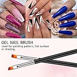 Lofuanna Nail Art Brush Set,6pcs Double Ended Fine Nail Liner Brush Dotting Pen Painting Tools with Nail Extension Gel Brush, Builder Gel Brush, Nail Art Liner Brush, Nail Dotting Pen for DIY Manicure