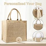 HEVMEVENI 8 Pcs Burlap Tote Bags Bulk, Reusable Jute Tote Bag with 10Yd Ribbon Blank Burlap Gift Bag with Handle Waterproof Beach Tote Bag for Shopping Bridesmaid Gifts Bag 12.2''x10.6''x6.3''