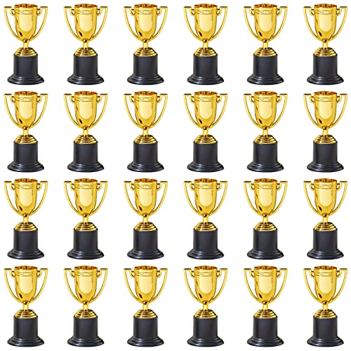 Juvale 24 Pack Mini Trophies for Awards, Gold Participation Trophy Cups for Sports Tournaments and Competitions (4 in) - Trophies Bulk