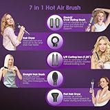 Vincofy 7 in 1 Blow Dryer Brush and Hair Dryer, Hot Hair Styler with Negative Ion 110,000 RPM Hair Straightener Brush for Fast Drying Straightening Curling Voluming, Suitable for All Hair Types,Purple