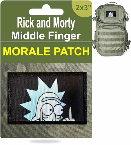 RedheadedTshirts - Rick Middle Finger Funny Morale Patch - Funny Tactical Patch for Rick and Morty Fans. Great for Backpacks, Vests, Hats & Dog Harnesses - Made in The USA - 2x3 Funny Morale Patch