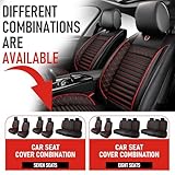 KCTOELNOR 7 Car Seat Covers fit for Mazda CX-90 2020-2025, Front and Rear Split Bench Seat Protectors Anti-Slip & Wear-Resistant Faux Leather(7 Seat Standard, Black-Red