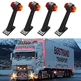 Bajato Side Rubber Stalk Marker Light Red/Amber Outline Lamp 12v Compatible for Truck Caravan Kenworth Peterbilt Freightliner Western Star Trucks Semi Trailers 4-Pack