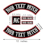 DIYEMB 5 Pack Custom Embroidered Biker Patches, Personalized Embroidery Rocker Patch Rider Motorcycle Patches for Veterans Vest or Jacket (Black)