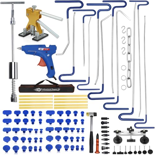 ROADGIVE Dent Puller Kit, 108PCS Dent Repair Kit Body Repair Dent Removal Tools with Dent Repair Rods, Gold Dent Lifter, T-Bar, Bridge Dent Puller for Car Dent Removal