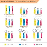 Wirefy Heat Shrink Crimp Connectors Kit - Heat Shrink Wire Connectors - Automotive Wire Connectors Kit - Insulated Ring, Spade, Fork, Hook & Butt Terminal Connectors - 22-10 Gauge - 540 PCS