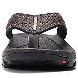 GUBARUN Mens Sport Flip Flops Comfort Casual Thong Sandals Outdoor(Brown 1, 10)