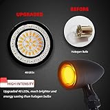 FATECIM 2X Motorcycle 40 LED Bullet Tail Lights Amber Turn Signals Running Brake Stop Lights Motorbike Taillights Rear Blinkers Indicators for Bobber Harley Honda Yamaha Suzuki Kawasaki Chopper Black