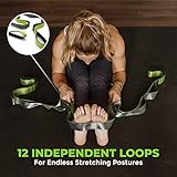 Gradient Fitness Stretching Strap for Physical Therapy, 12 Multi-Loop Stretch Strap 1.5" W x 8' L, Neoprene Handles, Physical Therapy Equipment, Yoga Straps for Stretching, Leg Stretcher, (Green/Grey)