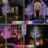 7Ft Birch Tree with LED lights Color Changing Lighted Birch Tree Outdoor, Remote Control White Birch Tree with Colorful Pink Green Pink Lights for Indoor Outside Home Wedding Halloween Christmas Decor