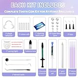 Tooth Gem Kit Professional- Include Adhesive, Cure Light, Super Bling Crystal, DIY Dental Jewelry Set, Home Teeth Gem Kit, Safe & Easy Application - Long Lasting Sparkle(Round kit)