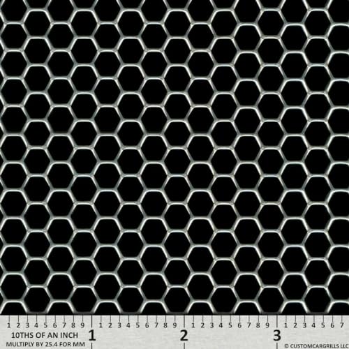 customcargrills 16"x48" Perforated Hexagon Grill Mesh Sheet - Silver - Shipped Flat, 1/4 inch hexagon hole opening, 0.065" thick raw Aluminum, Made in USA
