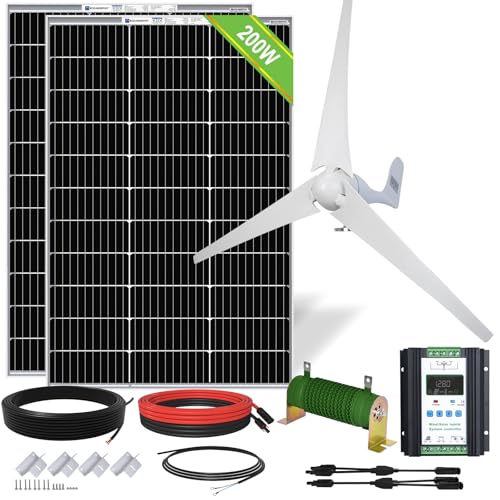 ECO-WORTHY 600W Solar Wind Power Kit: 2X 100W Mono Solar Panel + 1x 400W Wind Turbine Generator for Home/RV/Boat/Farm/Street Light and Off-Grid Appliances