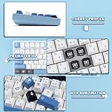 GEKUCAP PBT Keycaps 129 Keys Arctic Keycaps Dye-Sublimation Blue White Japanese Keycaps Cherry Profile Custom Keycaps Set for Gateron Kailh Cherry MX Switch Gaming Mechanical Keyboards