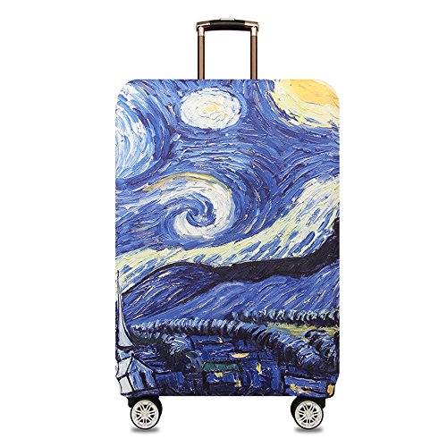 TRAVEL KIN Thickened Luggage Cover ，Washable Travel Gear Cover，18/24/28/32 Inch Suitcase Spandex Protective Cover (XL(29"-32" luggage), Starry Night)