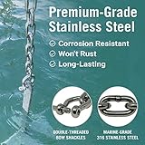 Stainless Steel Anchor Chain, Marine Grade Boat Accessories with Double Shackle Link Ends, 5 Ft Length, 5/16" Width for Boats