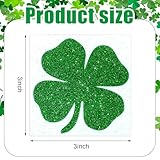 Pushglossy 20 Pcs Four Leaf Iron On St. Patrick's Day Iron on Transfer for Clothing Glitter Irish HTV Clover Shamrock Heat Transfer Decals Vinyl for Hat Bag Pillows DIY Arts Craft Decoration