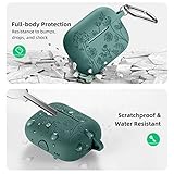 Lerobo Flower Engraved Case for AirPods Pro Case 2nd 1st Generation Case Cover/AirPod Pro Case Cover,Cute Soft Silicone Skin Full Protective Cover for Apple Airpod Case PineGreen