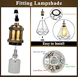 DiCUNO E26 Vintage Lamp Socket, Edison Pendant Light Socket Replacement, Antique Retro Hanging Lamp Holder for Industrial, Decorative, DIY Lighting, 600℃ Heat Resistant, 4 Packs (Vintage Brass Color)