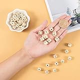 PH PandaHall 1060pcs 10mm Alphabet Wooden Beads Random Natural Square Wooden Beads 3~4mm Hole Wooden Loose Beads with Initial Letter Cube Beads Letter Beads for Jewelry Making and DIY Projects