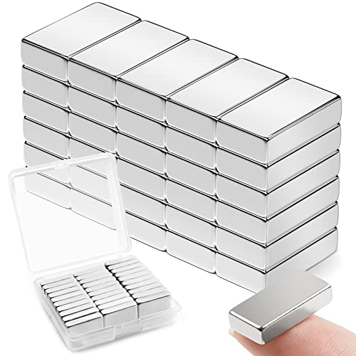 20x10x5mm Strong Rare Earth Neodymium Magnets, Heavy Duty Bar Magnets, Rectangular Magnetic Bar, Small Strong Magnets for Kitchen Office DIY Crafts Science Tool Storage – 30Pack