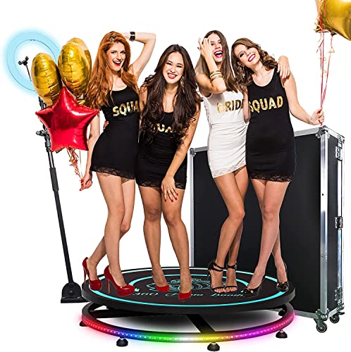 MWE 360 Photo Booth Machine for Parties with Flight Case,Logo Customization,Software APP Remote Automatic 360 Spin Camera Video PhotoBooth 100cm for 4-6 People(39.4"+Flight Case)