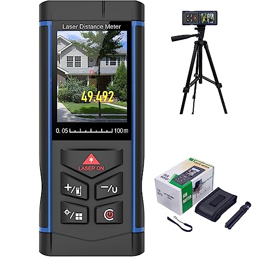 S.Fine 330ft Laser Distance Measuring Tool with Camera, Long Range Laser Meters with Tripod for Home Renovation, Interior Design, DIY Projects, Area, Volume & Distance Measurement