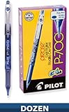 Pilot, Precise P-700 Gel Ink Rolling Ball Stick Pens, Fine Point 0.7 mm, Blue, Pack of 12