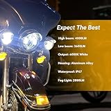 TRUCKMALL 7 inch LED Headlight Fog Passing Lights DOT Kit Ring Motorcycle for Touring Road King Ultra Classic Electra Street Glide Tri Cvo Heritage Softail Slim Deluxe Fatboy Chrome