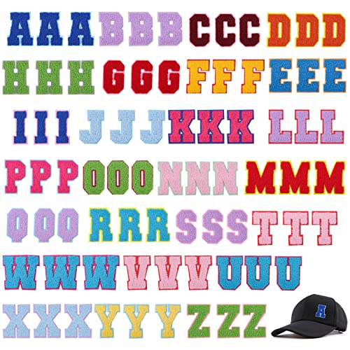 78PCS Iron-on Letter Patches A-Z Embroidered Alphabet Applique Sew-on Letter Patches with Iron-on Adhesive for Decorating Repair Hats Shirts Jeans Bags