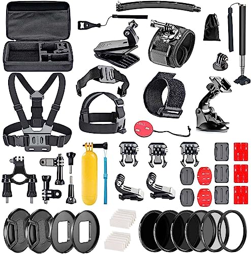 Navitech 60-in-1 Action Camera Accessories Combo Kit with EVA Case Compatible with Drift HD Ghost | Drift HD Action Cam| Drift Ghost 4K | Drift Ghost-S | Stealth 2 | 10-009-00
