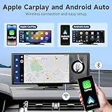 Wireless Portable Carplay Screen for Car - 10.26Inch Carplay & Android Auto Car Touch Stereo, with 4K Dash Cam, Backup Camera,Bluetooth,GPS Navigation