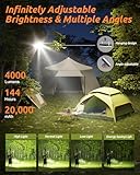 Eventek LED Camping Lantern Rechargeable 4000LM, 20000mAh Portable Camping Lights up to 144 Hours & 4 Light Modes, IPX5 Waterproof Camping Essentials for Power Outages, Emergency, Tent, Outdoor