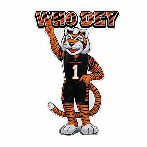 Rico Industries NFL Cincinnati Bengals Mascot Shape Cut Pennant Shape Cut Pennant - Home and Living Room Décor - Soft Felt EZ to Hang,White