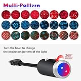 USB Star Night Light,9 Functional Modes | 24 Lighting Effects,Sound Activated Strobe Atmosphere Decorations for Car Interior,Ceiling, Bedroom, Party and More (Blue&Red)