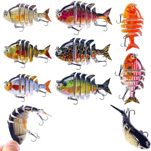 Micro Jointed Swimbait, 2 Inch, Fishing Lures for Freshwater and Saltwater, Lifelike Swimbait for Bass Trout Crappie Walleye Pike, Slow Sinking Lures Suitable for All Kinds of Fish(Color:8PCS)