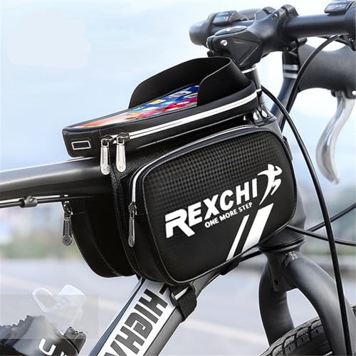 UNIQOCK Bike Front Frame/Handlebar Phone Mount Bag Top Tube Bike/Bicycle Bag Waterproof Cycling Accessories Bike Pouch with Sensitive TPU Touch-Screen Fit Smartphone Below 6.5''