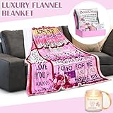 Dingion 11 Pcs Bonus Mom Gifts Set Stepmom Birthday Gifts with Makeup Bag Mug 50" x 60" Throw Blanket Socks Keychain Pillow for Christmas