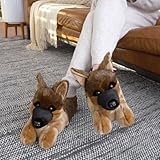 Everberry German Shepherd Slippers - Plush Dog Animal Slippers, 9-12 Women/7-10 Men