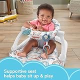 Fisher-Price Portable Baby Chair Sit-Me-Up Floor Seat with Developmental Toys & Machine Washable Seat Pad, Rainbow Showers