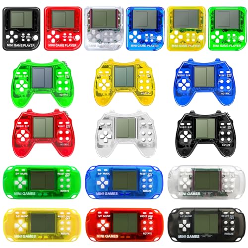 SSRMX 18Pcs Video Game Party Favors for Kids, Arcade Video Game Birthday Supplies Mini Game Console Keychain Classroom Prizes for Boys and Girls