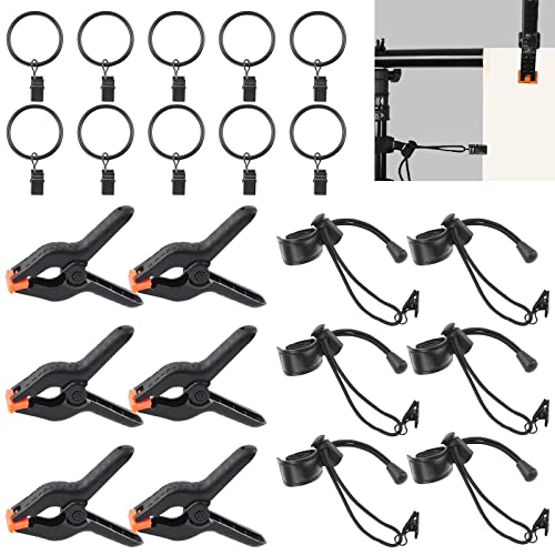 Rustark 22Pcs Backdrop Kit with Clips, Clamps, Rings & Spring Clamps for Photography & Video Studio