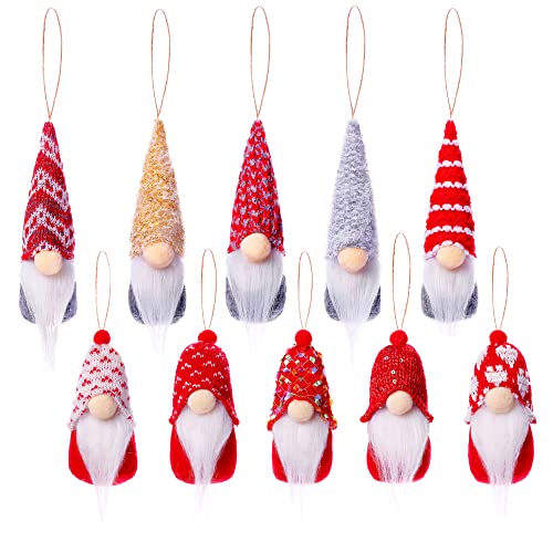 10PCS Handmade Hanging Ornaments for Christmas Tree Decorations,mini Indoor Gnomes of New Year Valentine's Day Decor Plush Set for Holiday New Year Valentine's Day, Santa Elf for Home Decor