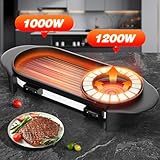 Hot Pot with Grill,2200W 3 in 1 Electric Hot Pot with Multifunction Smokeless Non-Stick Grill,110V Removable Hotpot Pot with Separate Dual Temperature Contral,Shabu Korean BBQ Grill for 2-12 People