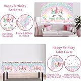 Unicorn Birthday Decorations for Girls,118pcs Unicorn Theme Birthday Party Supplies with Unicorn Balloon Garland Arch Kit Unicorn Backdrop and Tablecloth for Girls Women Birthday Decorations