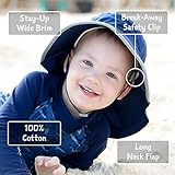 JAN & JUL Breathable Cotton Sun Protection Baby Boy Beach Hat with Neck Flap (M: 6-24 Months, Bear Camp)