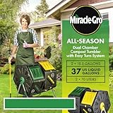 Miracle-Gro Dual Chamber Compost Tumbler – Easy-Turn, Heavy-Duty Outdoor Bin Composter with 2 Sliding Doors (2x18.5 Gal/70L